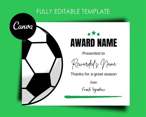 Custom Soccer Award Certificates