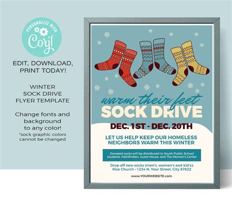 Custom Sock Drive Flyer Template 5