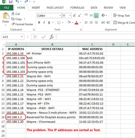 Custom Sort Order IP Address Excel