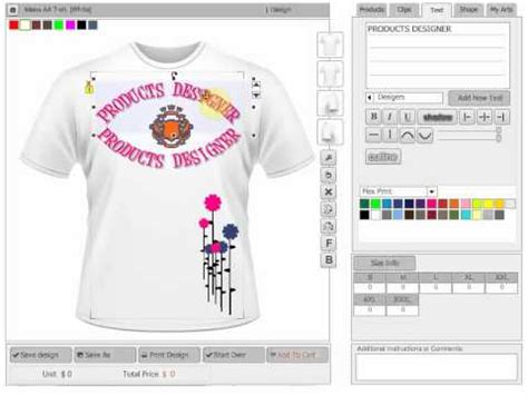 A custom t-shirt design software on a computer screen