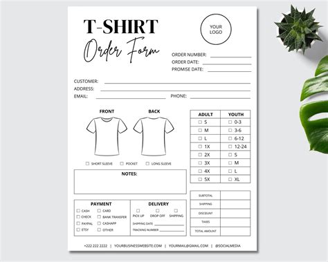 Custom T-Shirt Order Form Template 10