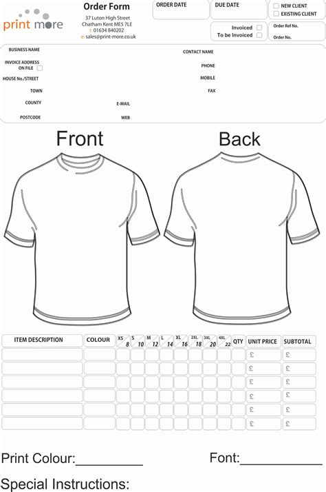 Custom T-Shirt Order Form Template 9