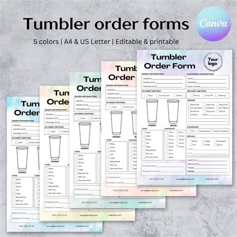 Custom Tumbler Order Form Template 1