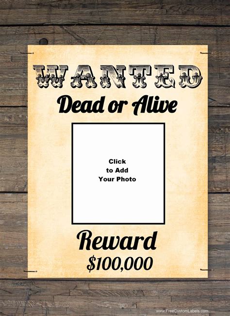 Example of a custom wanted poster template