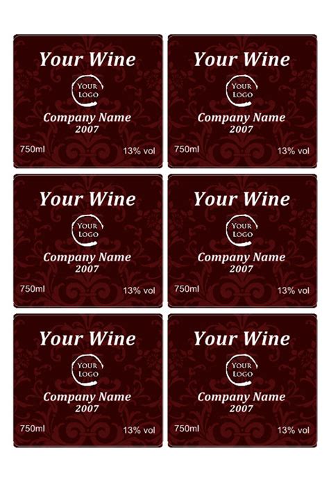 Custom wine label template example