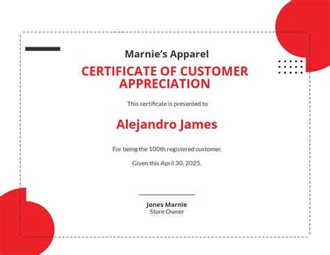 Customer Appreciation Gift Certificate Template