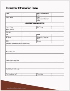 Customer Information Form Template 8