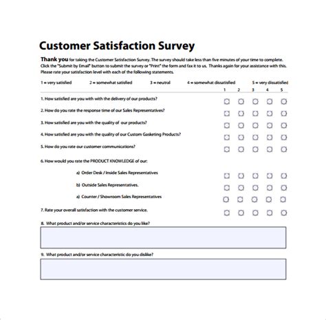 Customer satisfaction survey template free