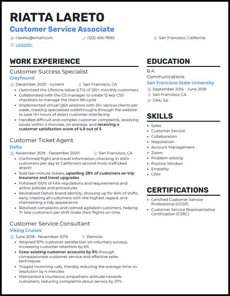 Customer Service Associate Resume Template