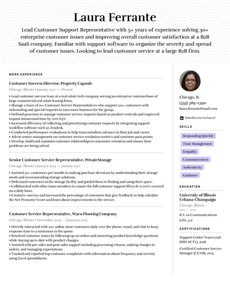 Customer Service Representative Resume Template