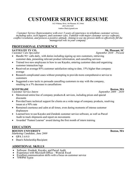 Customer Service Resume Achievements Template