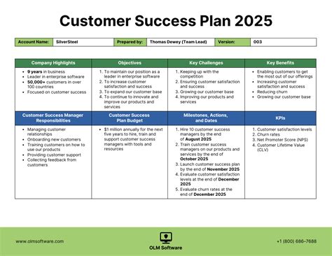 Customer Success Plan Templates Examples