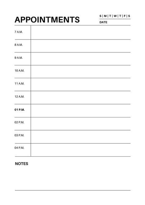 Customizable Appointment Planner Template