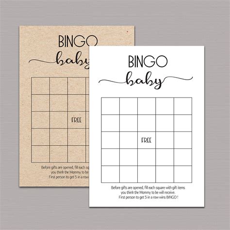 Customizable Baby Shower Bingo Template