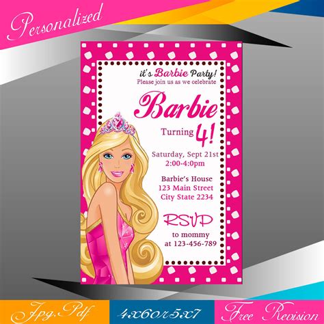 Customizable Barbie Invitations