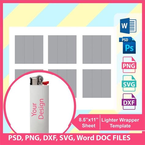 Customizable Bic Lighter Wrap Templates