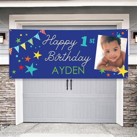 Customizable birthday banner template with photos