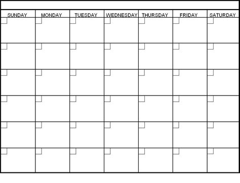 A blank calendar template with various formatting options