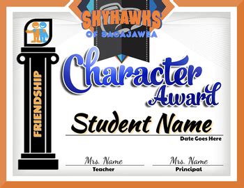 Customizable Character Award Certificate