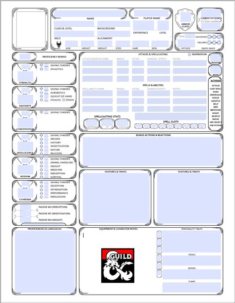 Customizable Character Sheet for 5e Dungeons