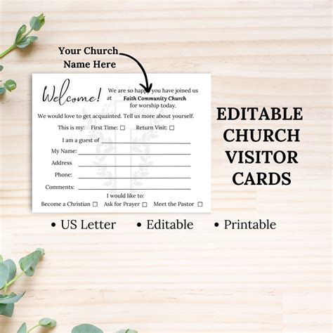 Customizable Church Visitor Card Template