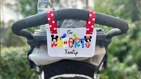 A photo of a customizable Disney stroller tag template