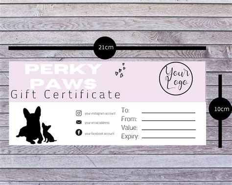 Customizable Dog Grooming Gift Certificate