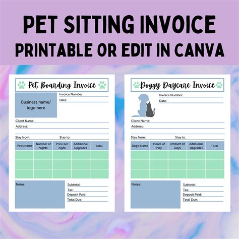 Customizable Dog Sitting Invoice Template