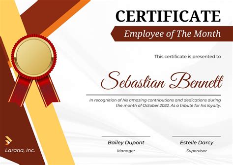 Customizable Employee of the Month Certificate Templates Gallery