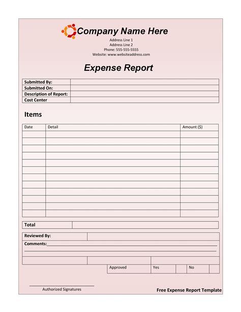 Customizable Expense Report Template