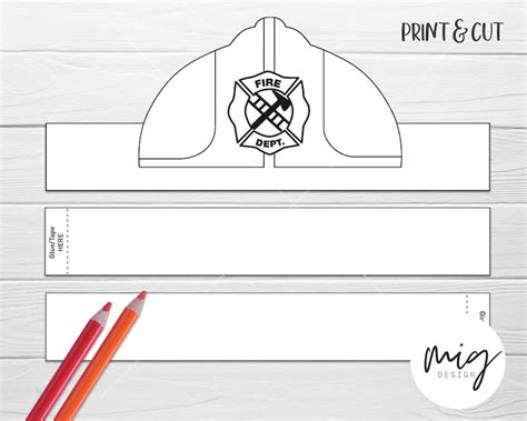 Customizable Fireman Hat Template Design 3