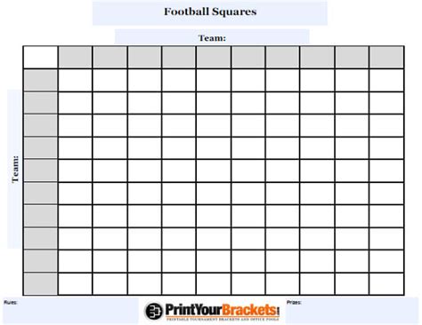 Customizable football squares printable