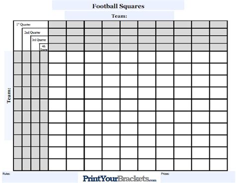 Customizable Football Squares Template