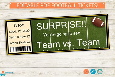 Customizable Football Ticket Template Example