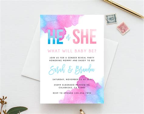 Customizable Gender Reveal Invitation Template