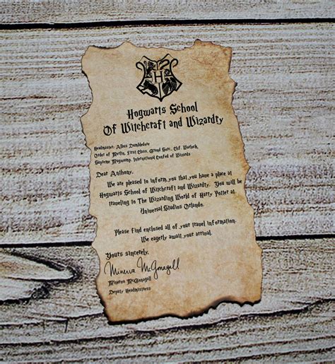 Customizable Hogwarts Acceptance Letter