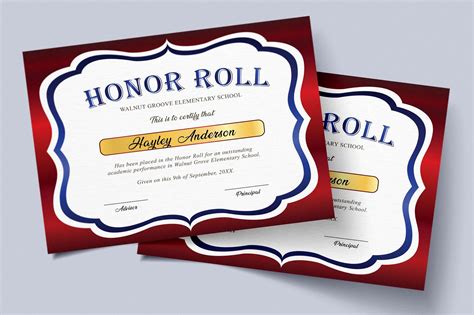 Customizable Honor Roll Certificates