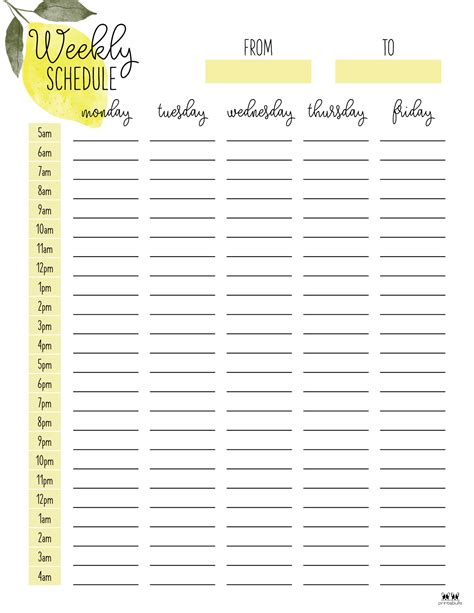 Customizable hourly planner