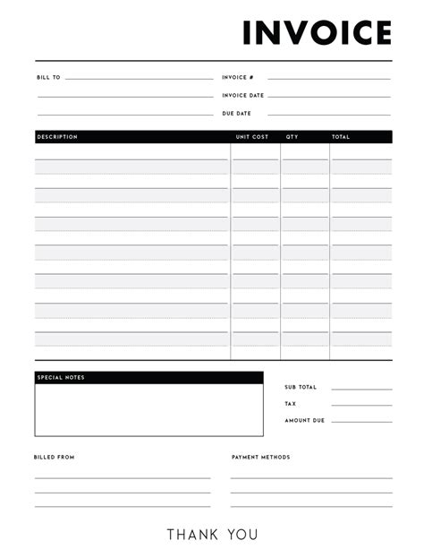 Customizable Invoice Template for Open Office