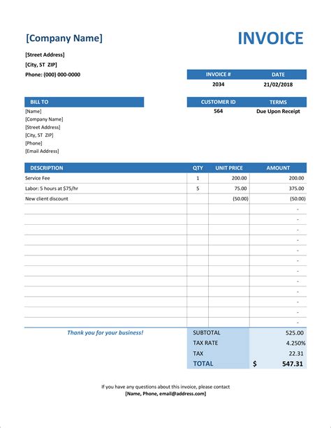 Fully Customizable Invoice Template for OpenOffice