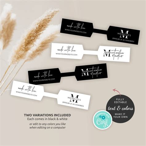 Customizable Jewelry Tag Template with Contact Info