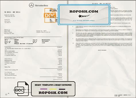 Customizable Mercedes Benz Invoice Template