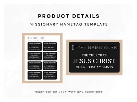 Customizable Missionary Name Tag Template