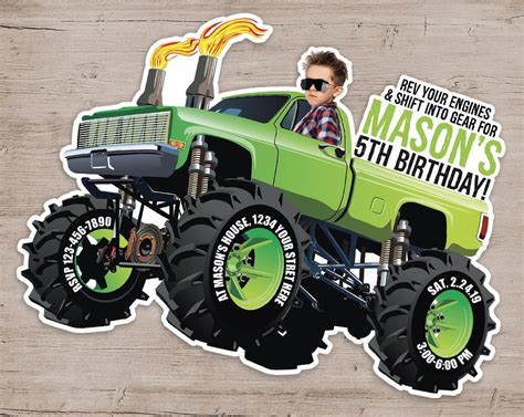 Customizable Monster Truck Birthday Invitations