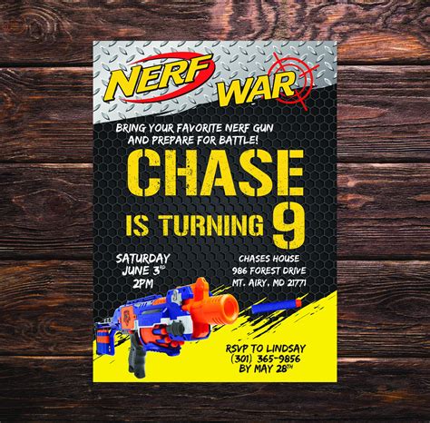 Customizable Nerf party invitation template 4