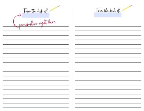 Customizable notepad template with different layouts