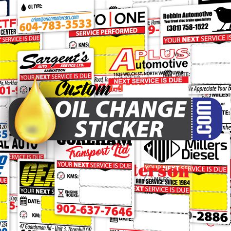 Customizable oil change sticker template