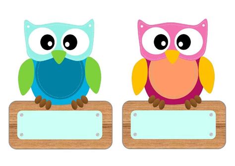 Customizable Owl Name Tags For Kids