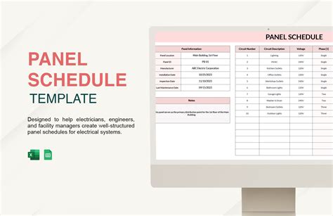 Customizable Panel Schedule Template in Excel