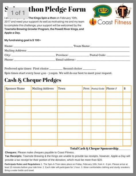 Customizable Pledge Sheet Template